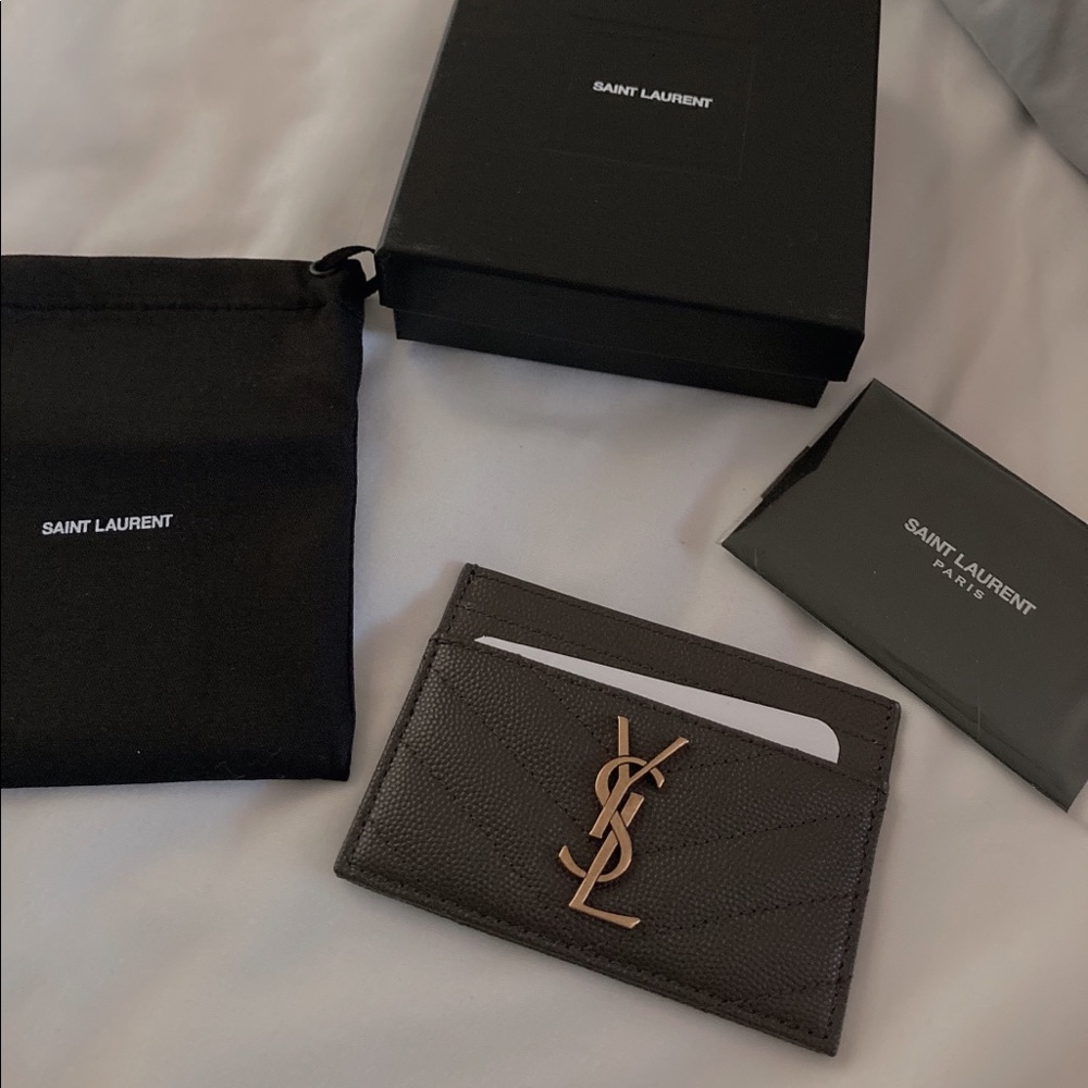🚫SOLD🚫 *RARE COLOR* NIB Authentic Saint Laurent Monogram Card Case in “Storm”